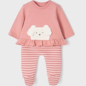 Resim Yendogan Kız Bebek Pullover Dolgulu Pantolon 2 Li Set 2506 - PEMBE / 0-1 ay 