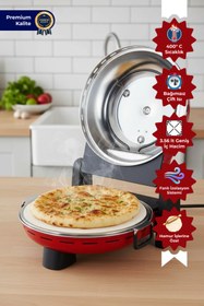 Resim Dr.Maya Çok Amaçlı Taş Fırın | Pizza, Lahmacun, Ekmek ve Tandır Yapma Makinesi - 31 cm Doğal Taş Kırmızı 