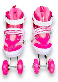 Resim Pasifik Çift Sıra Ayarlanabilen 4 Tekerlekli Işıklı Alıştırma Pateni 