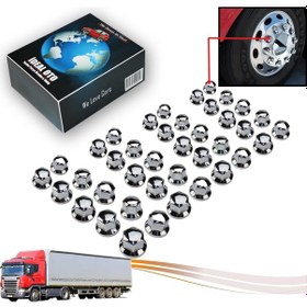 Resim Tır Kamyon İçin 40 Adet Krom Bijon Anahtar Kapağı 33 Mm 