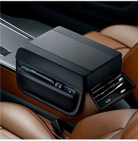 Resim Honeybeeshop Siyah 1 Bilgisayar Suni Deri Araba Kol Dayama Yastığı Çok Fonksiyonlu Konsol Koruyucu İç Aksesuar 