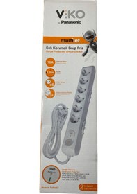 Resim Viko 6 Lı Akım Korumalı Çocuk Korumalı Anahtarlı Priz 1.5 M 