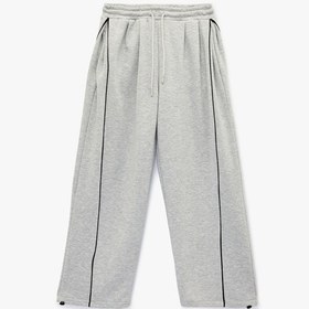 Resim Koton Beli Bağcıklı Biyeli Oversize Jogger Eşofman Altı Kar Melanj 6sal40064ık Gri Melanj 