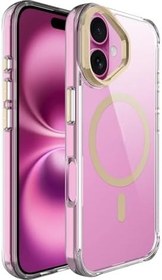 Resim Zore Apple ile uyumlu iPhone 17 Kılıf M-safe Şarj Özellikli Airbagli Kamera Standlı Zore Azor Kapak Gold 