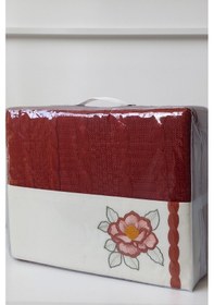 Resim Triko Örme Battaniye Takımı-Nakışlı Yatak Seti-Tivoli Rosetta Kiremit 