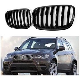 Resim Wangxi 1 Çift Bmw E70 E71 X5 X6 2007-2013 Glossy Black Abs Plastik Ön Tampon Kaput Izgara 