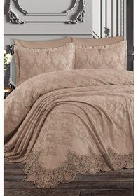 Resim Fransız Dantelli Nilüfer Pike Takımı 6 Parça Cappucino Capiccino 