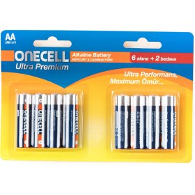 Resim Onecell Ultra Premium Alkalin 1,5 V. 8'li Aa Boy Pil 