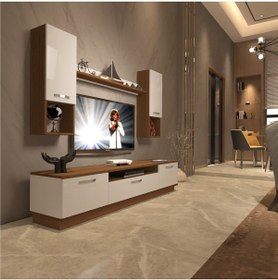 Resim Decoraktiv Trendstyle 5da Mdf Tv Ünitesi Tv Sehpası - Ceviz - Beyaz 