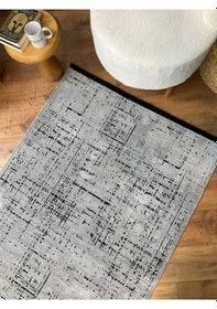 Resim Saraz Halı Şönil Dokuma Kayma Yapmaz Makinede Yıkanabilir Leke Tutmaz Kesme Bohem Kilim Gri 2 Gri 