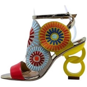 Resim Poletto Hakiki Deri Nar-pudra-sarı-altın Sandalet Topuklu 6564 158 V1-867 Nar-pudra-sarı-altın Çok Renkli 