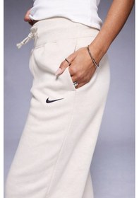 Resim Nike Phoenix Fleece Wide High Rise Sweatpants Kadın Yüksek Bel Yırtmaçlı Geniş Paça Eşofman Altı Kirli Beyaz Kırık Beyaz 