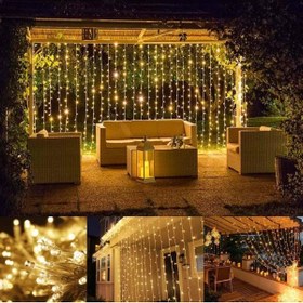 Resim HarmonyAura 3x2 Perde Led Sarı Işık Plastik Kancalı 