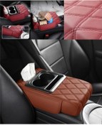 Resim Xuweiwei Beige Çok Fonksiyonlu Kol Dayama Pedi Araç İçi Düzenleyici Yastık Cep Telefonu Tutucu Ve Mendizlik 