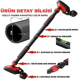 Resim Bx Çift Ayaklı 92-120cm Kapı Barı Koridor Barfiksi Barfix Spor Aleti Demiri Barfiks Çubuğu 