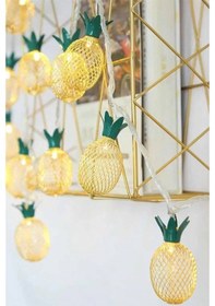 Resim Mobgift Şerit Led Işıklı Örgü Tel Ananas 2 Metre 10’Lu (Gold) 