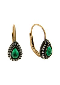 Resim 1,02 Ct Zümrütl Elmas Küpe 