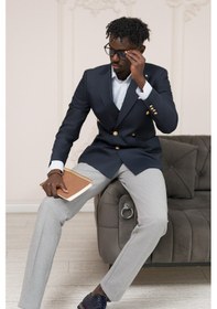 Resim Paul Martin Regular Fit İtalyan Yaka Astarlı Torba Cepli Kruvaze Blazer Ceket Lacivert 
