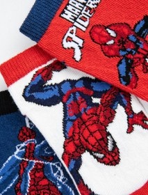 Resim Erkek Çocuk 3'lü Spiderman Baskılı Çorap Lisanslı 3'lü Set 