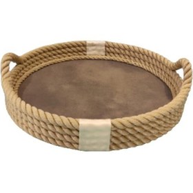 Resim Deri Tabanlı Tepsi (Yuvarlak) | Krem 