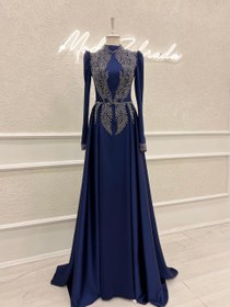 Resim Couture Simone Plisesiz Tesettür Abiye - Lacivert / 48 