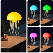 Resim 1 adet 3. Nesil Medusa LED Masa Lambası, USB Şarj Edilebilir Sıcak Gece Lambası RGB Renk Değiştirme ile, Şarj Edilebilir Lityum Pil, Yüzen Yukarı ve Aşağı Hareket, Okyanus Temalı Aydınlatma - Yatak Odası ve Tatil Hediyesi için İdeal, Modern Plastik Masa Lambası | Canlı Medusa Tasarımı | USB Şarj Edilebilir Lamba 