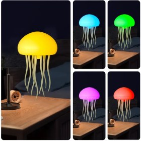 Resim 1 adet 3. Nesil Medusa LED Masa Lambası, USB Şarj Edilebilir Sıcak Gece Lambası RGB Renk Değiştirme ile, Şarj Edilebilir Lityum Pil, Yüzen Yukarı ve Aşağı Hareket, Okyanus Temalı Aydınlatma - Yatak Odası ve Tatil Hediyesi için İdeal, Modern Plastik Masa Lambası | Canlı Medusa Tasarımı | USB Şarj Edilebilir Lamba 