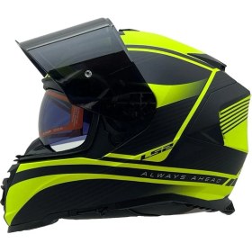 Resim Ls2 Storm 2 Dodger Neon Sarı Kapalı Motosiklet Kaskı Siyah Camlı 
