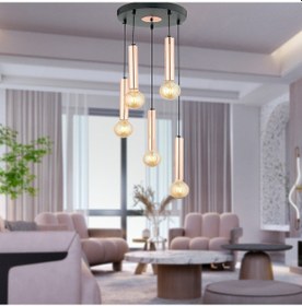 Resim Elisa 5Li Sarkıt Bakır Sarkıt Modern Genç Odası Mutfak Salon Sarkıt Avize 