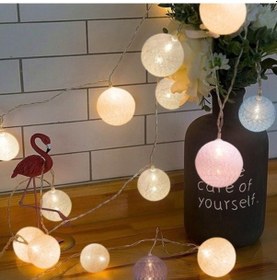 Resim Agoodshop Pamuk Topları Peri Işık Akülü 6.56ft 10 Led Pamuk Topları Dize Işıklar Kapalı Küre Dize Işık Y Beyaz 