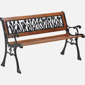 Resim Çiçek Motifli Ahşap Bahçe Bankı 