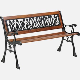 Resim Çiçek Motifli Ahşap Bahçe Bankı 