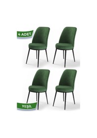 Resim Canisa Concept Dexa Serisi Yeşil Renk 4 Adet Sandalye, Renk Yeşil, Ayaklar Siyah Yeşil 