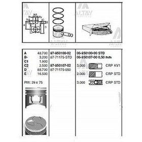 Resim Esse Otomotiv H-100 97- 0.50 Piston Segmanlı - GOE-87-71175-050 - 8722960700 
