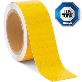 Resim Telvesse Reflektörlü Fosforlu Şerit Bant Ikaz Bandı Tüvtürk Uyumlu C E1 Onaylı Sarı 10 Metre 