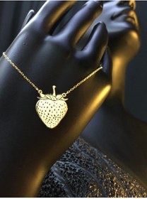 Resim vogutima jewelery&silver by timuçin mavili Gümüş Kolye - Çilek Model Sarı Renk 925 Ayar Gümüş Kolye Roze,beyaz Renk Seçeneği 