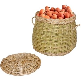 Resim Hasır Bambu Patates Soğan Sepeti Çok Amaçlı Organizer Saklama Sepeti Sarı 