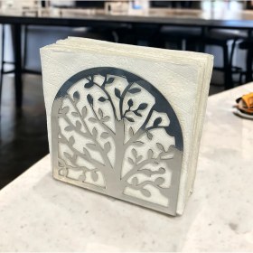 Resim Decorelax Hayat Ağacı Temalı Gümüş Metal Peçetelik 