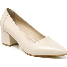 Resim Topuklu/ Stiletto Kadın Rc-4003 Deriden Krem Krem 