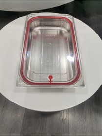 Resim GastroPlast 6 Adet 1/1 Paslanmaz Çelik Küvet Kapağı, Küvet Içini Gösteren Kırılmaya Dayanıklı Polikarbon 