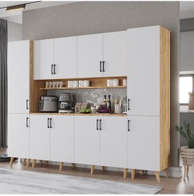 Resim Della Kahve Köşesi Çok Amaçlı Dolap Kiler Mutfak Dolabı Çam Beyaz 240cm Çam Beyaz 