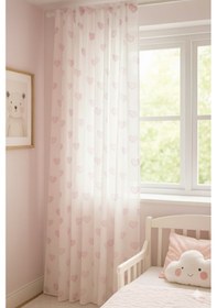 Resim Kalpli Desenli Bebek & Çocuk Odası Tül Perde Pembe Renk Normal Pile Pembe 