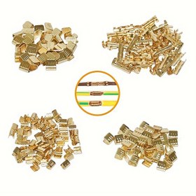 Resim 100 adet U-Şekilli Bakır Halka Terminalleri, Yalıtımsız Otomotiv & Motosiklet Kablo Tel Butt Splice Krimp Bağlantı Elemanları, DJ454A/B/C 453 452, Pirinç Temas, Montaj Termini, Şarj Olmayan Güç Modu, Pil Olmadan 
