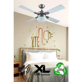 Resim Avizeli 4 Kanatlı 60 Watt 106 cm Işıklı Tavan Vantilatörü 
