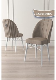 Resim Canisa Ritim Serisi 1 Adet Cappucino Sandalye 1.sınıf Babyface Ithal Kumaş Beyaz Gürgen Ayak Gümüş Halkalı Sandalye Cappucino Ayaklar Beyaz 