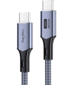 Resim Veggieg Usb 4.0 E-mark 240w 40gbps Thunderbolt 4 8k 60hz Type-c Görüntü Hızlı Şarj Ve Data Kablosu 50 Cm 