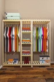 Resim Fokai Wood Dula Açık Ahşap Gardırop 