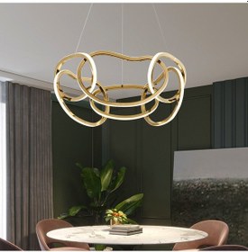 Resim Quon 6'lı Gold 110 Watt Yuvarlak Modern Sarkıt Salon Led Avize Gold 