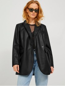 Resim Jack&jones Jjxx Oversize Uzun Kol Deri Kadın Ceket - Minimalist Tarz Siyah 