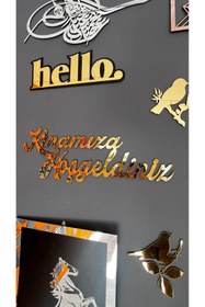 Resim Numa Concept Kınamıza Hoşgeldiniz Ahşap MDF üzeri Aynalı Gold Pleksi (60x20 cm) 